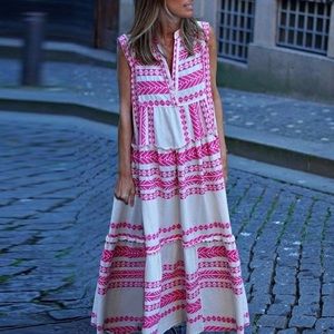 Like New White and Pink Bohemian Dress